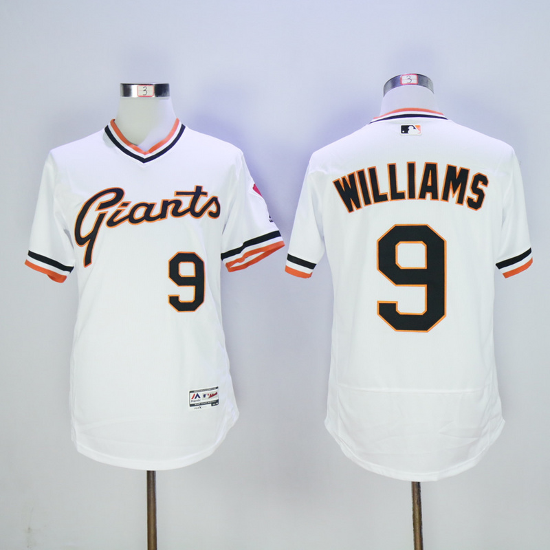 Men San Francisco Giants #9 Williams White Throwback Elite MLB Jerseys